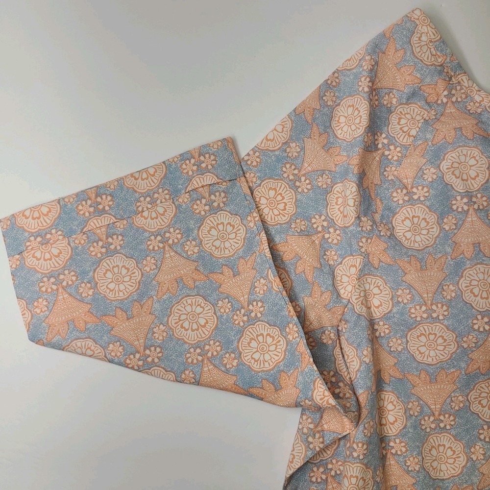 Lane Bryant Women's 14/16 Cotton Blouse Pink Blue Geometric Floral Print EUC - Picture 4 of 5